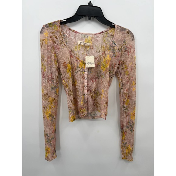 Free People We The Free Women's Angelina Semi Sheer Floral Top Size Small - Picture 2 of 6